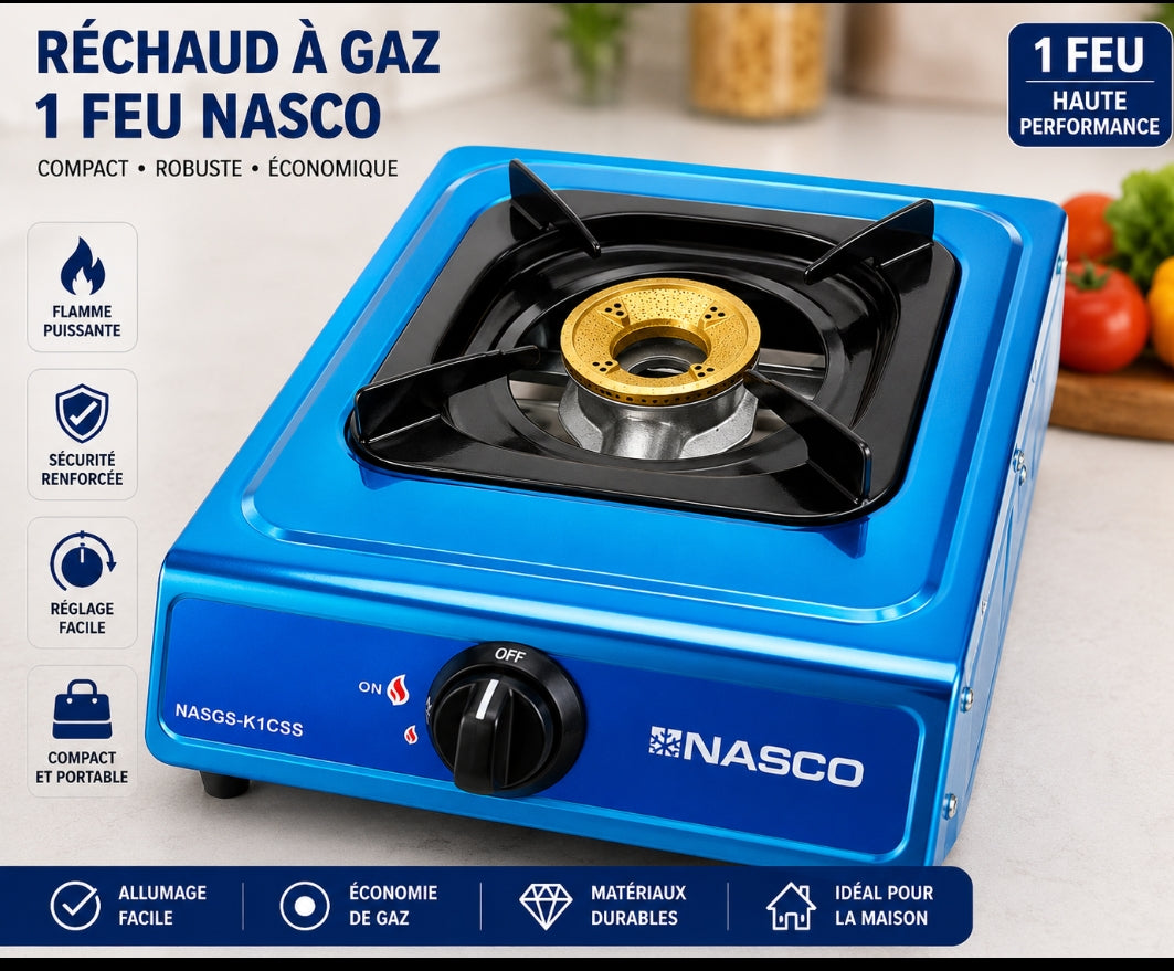 Réchaud à Gaz 1 Feu NASCO – Compact & Haute Performance