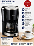 CAFETIÈRE ÉLECTRIQUE SEVERIN 1,4 L POUR 10 TASSE AVEC FONCTION ARÔME