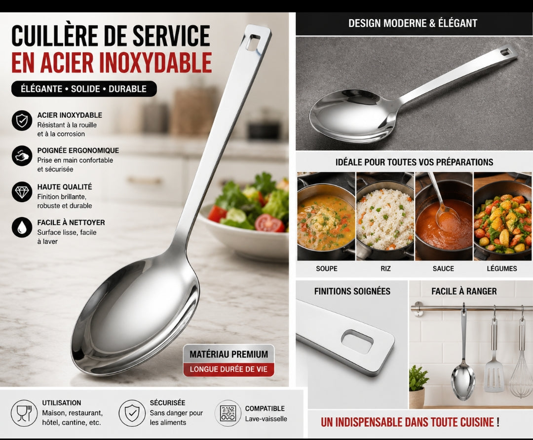 CUILLÈRE DE SERVICE PREMIUM INOX ACIER GRAND FORMAT