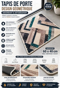 TAPIS DE PORTE DESIGN GÉOMÉTRIQUE -ABSORBANT ET ANTIDÉRAPANT