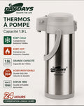 THERMOS À POMPE ISOTHERME DAYDAYS 1,9L-INOX CHAUD ET FROID 24H