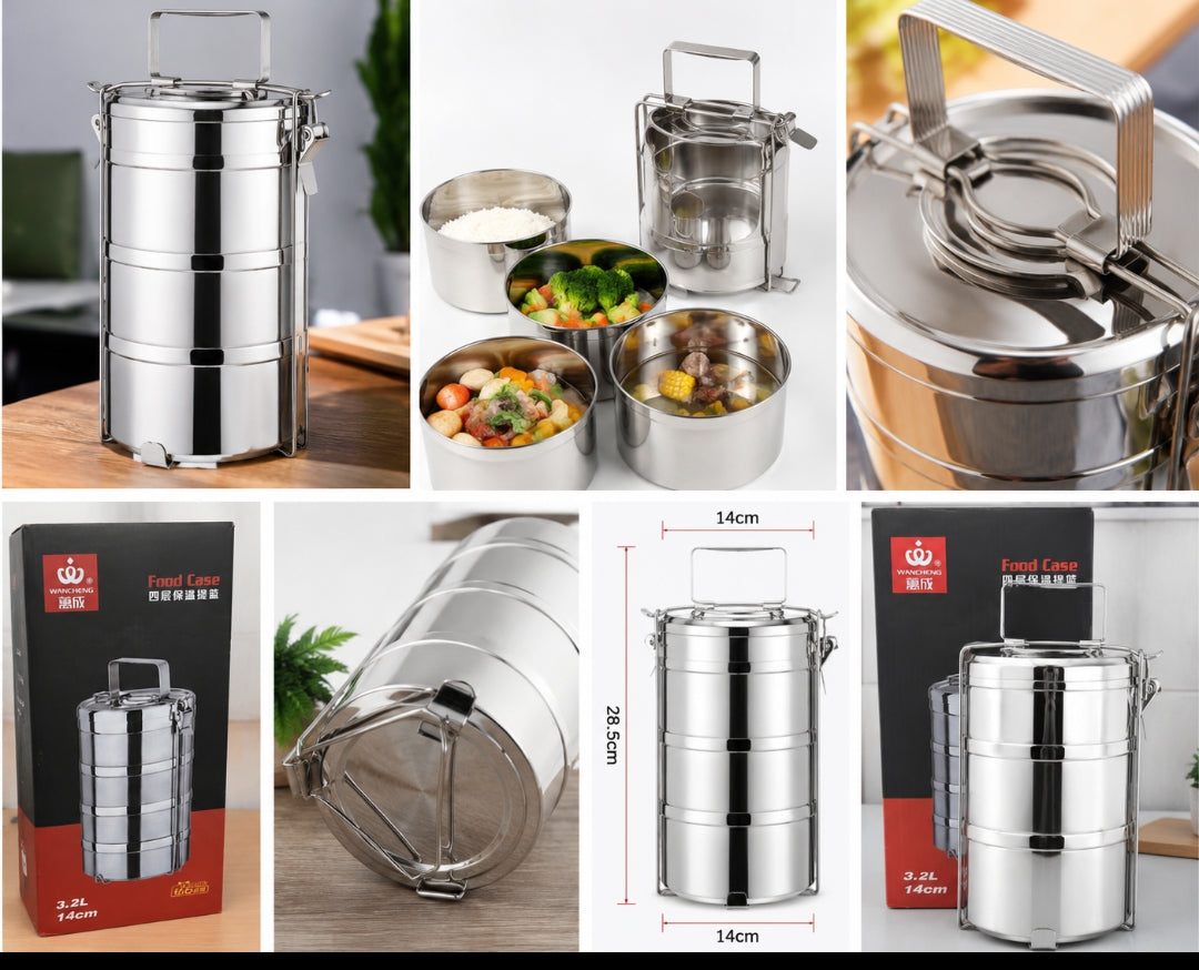 GAMELLE ISOTHERME PREMIUM EN ACIER INOX-4 NIVEAUX