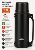 THERMOS ISOTHERME DE VOYAGE DAYDAYS 1,2L-INOX NOIR,CHAUD ET FROID 24H