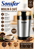 MOULIN À CAFÉ ÉLECTRIQUE SONIFER 200 W-BROYEUR MULTI FONCTION EN ACIER INOXYDABLE